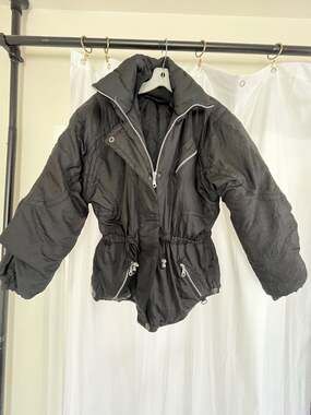 Inside Edge Vintage Ladies Size S Black Ski Jacket and Bib Overalls Set
